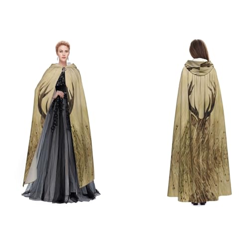 Fdfekgvplp Umhang mit weißem Schwanz, Hirsch, bedruckt, mit Kapuze, Halloween, Mittelalter-Kostüm, Erwachsene, Cosplay, langer Umhang für Damen und Herren Fdfekgvplp Umhang mit weißem Schwanz, Hirsch, bedruckt, mit Kapuze, Halloween, Mittelalter-Kostüm, Erwachsene, Cosplay, langer Umhang für Damen und Herren von Fdfekgvplp