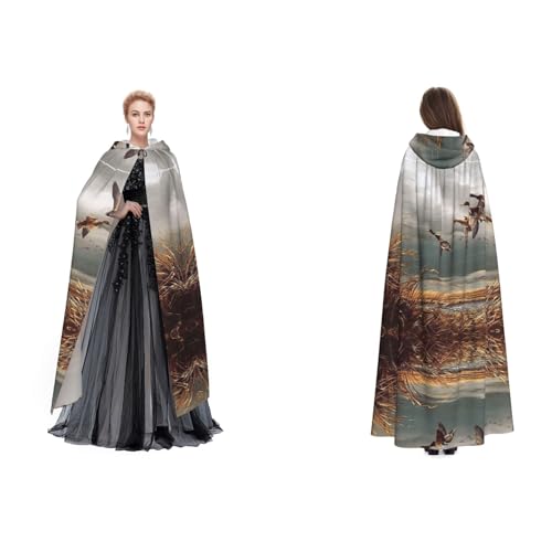 Jagd fliegende wilde Enten bedruckter Kapuzenumhang Halloween Mittelalter Kostüm Erwachsene Cosplay langer Umhang für Damen und Herren Jagd fliegende wilde Enten bedruckter Kapuzenumhang Halloween Mittelalter Kostüm Erwachsene Cosplay langer Umhang für Damen und Herren von Fdfekgvplp