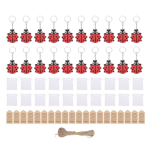 Fdit 20 Pack Schlüsselbund Party -Gefälligkeiten Set mit Dankes -Tags & Organza -Taschen, Bulk Goodie Bag Füllstoffe für Geburtstagszimmer Karnevalspreise von Fdit