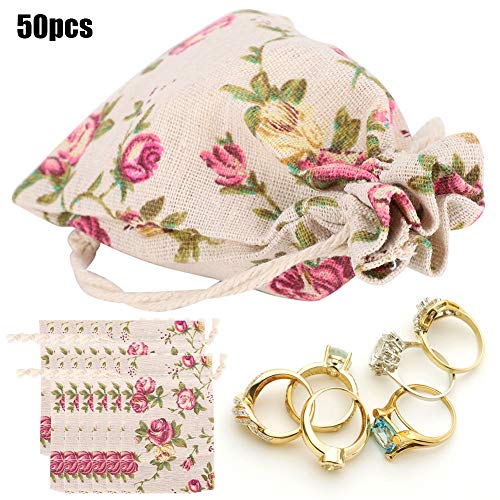Fdit 50 PCS Langlebige Sackleinenbeutel-Blumenstring-Schmuckpackung für Hochzeitsfeierzubehör von Fdit