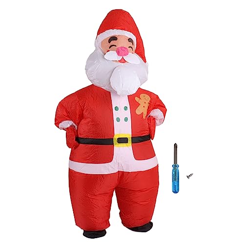 Fdit Aufblasbares Weihnachtskostüm, Erwachsene Blasen Weihnachtsanzug Wasserdichtes Leichtgewicht für Partys Cosplay -Events mit Batteriekoffer (Großer Weihnachtsmann) von Fdit