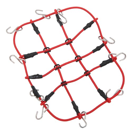 Fdit Ferngesteuertes Auto-Gepäcknetz, Gearbeitetes Nylon, Langlebig, Dekorative RC-Auto-Gepäcknetz-Simulation für RC-Zubehör (Rot) von Fdit