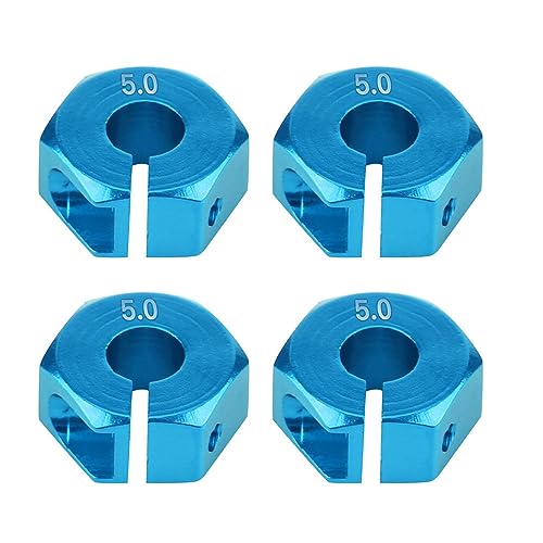 Fdit Hochwertiger RC -Rad -Sechskant Montier Set, RC Autos mit 1/10 Skala, Haltbares Aluminiumlegierungsmaterial, 4 Adapter und Schrauben Inbegriffen (5,0 mm blau) von Fdit