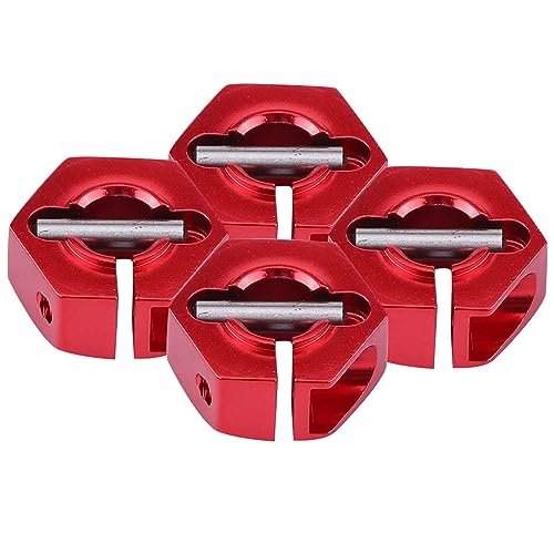 Fdit Hochwertiger RC -Rad -Sechskant Montier Set, RC Autos mit 1/10 Skala, Haltbares Aluminiumlegierungsmaterial, 4 Adapter und Schrauben Inbegriffen (5,0 mm rot) von Fdit
