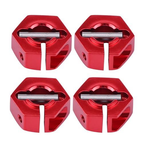 Fdit Hochwertiger RC -Rad -Sechskant Montier Set, RC Autos mit 1/10 Skala, Haltbares Aluminiumlegierungsmaterial, 4 Adapter und Schrauben Inbegriffen (7,0 mm rot) von Fdit