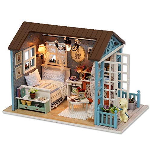 Fdit Holzhaus -Miniaturmöbel -Kit, DIY Cottage Kit House Toy mit LED -Lichtern für Kindergeschenke Home Decoration Creative Building Toy von Fdit