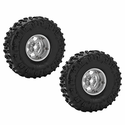 Fdit Langlebige 1,9-Zoll-RC-Crawler-Räder mit Hervorragendem Grip für Axial SCX10 1/10, Premium-Material, 2er-Pack Reifen (Silver) von Fdit