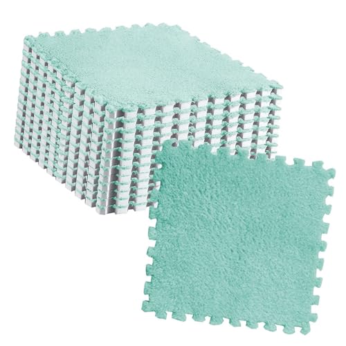 Fdit Mode Plüsch Ineinandergreifende Mattenfliesen Erschossener Nicht -Slip -Teppichfliesen für Kinderzimmer 10pcs (Green) von Fdit