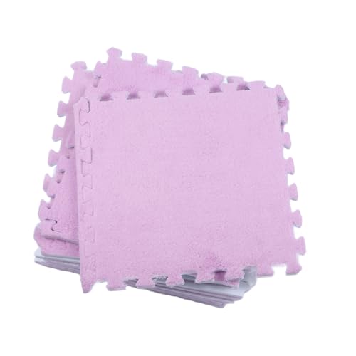 Fdit Mode Plüsch Ineinandergreifende Mattenfliesen Erschossener Nicht -Slip -Teppichfliesen für Kinderzimmer 10pcs (Purple) von Fdit