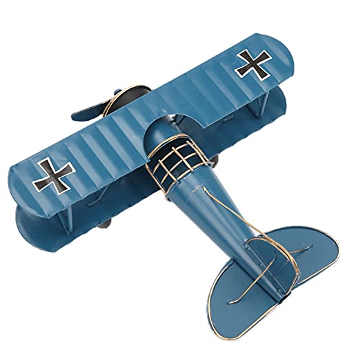 Fdit Retro-Flugzeugmodell, Dreifarbig, Kunsthandwerk, Dekoration, Ornamente, Doppeldecker, Kunsthandwerk für Handgefertigte, Dekorierte Flugzeuge (Blue) von Fdit