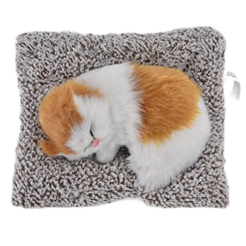 Fdit -Simulation Katzenplüschspielzeug mit Schall - Realistisches Weiches Kätzchen Plushie, Haus- und Autodekoration, Batterie Enthalten, 4,4 Unzen (gelb weiß) von Fdit
