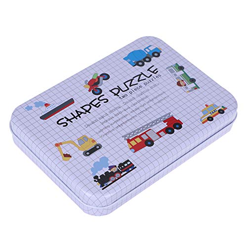 Holzpuzzle Pädagogisches hölzernes Puzzlespiel Kind frühes Lernspielzeug gesetztes Kind Geschenk mit Aufbewahrungsbehälter(Fahrzeug) von Fdit