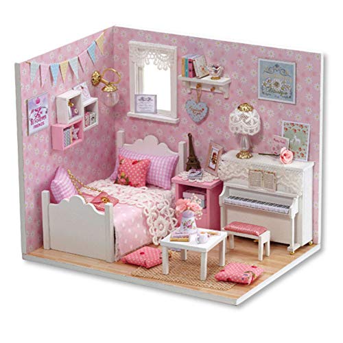 Puppenhausspielzeug, DIY Miniatur Holzpuppenhaus-Kit, für, Eltern-Kind-Interaktion, Schaffen Sie Ihren Eigenen Raum, Wohnkultur (Prinzessin Sonnenschein) von Fdit