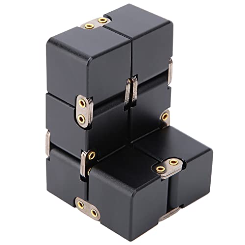 Würfelspielzeug, Aluminium-Handzappelspielzeug Infinity Desk Magic Cube Geeignet für Erwachsene Entspannungsspielzeug (Schwarz) von Fdit