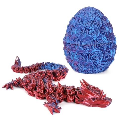 Feaolala 3D Gedrucktes Drachenei Rose Drachenspielzeug Dracheneier mit Drachen im Inneren Drachenei Spielzeug Kristalldrachenspielzeug Drachenspielzeug für Kinder Jungen und Mädchen (E) von Feaolala