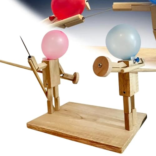 Feaolala Handgefertigte Hölzerne Fechtpuppen Balloon Bamboo Man Battle,2024 Handgefertigte Hölzerne Fechtpuppen mit 20 Luftballons (1 cm Holzplatte+100 Ballon) von Feaolala