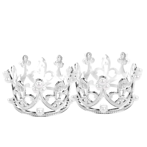 Krone Kuchen Topper Valentinstag Hochzeit Krone Geschenk Zubehör für Mädchen Geburtstag Kuchen Toppers Prinzessin Krone Mini Kronen für Blumenarrangements Party Dekor mit goldenem Silber (Silber 2 von Toolo
