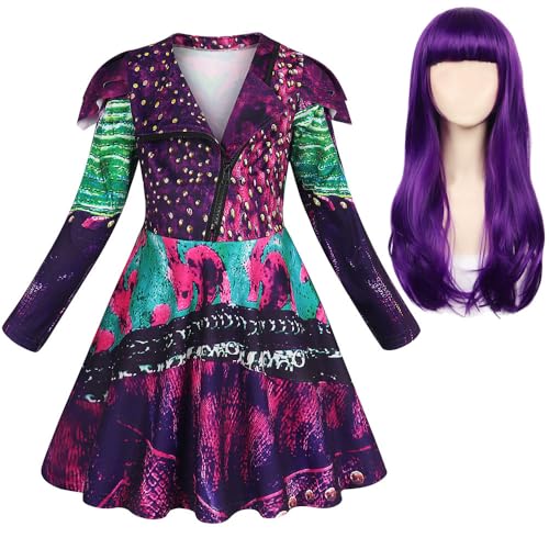 Febbabe Descendants Mal Kostüm Mädchen Langarm Lila Prinzessin Reißverschluss Jacken Kleid Kinder Halloween Outfits Welttag Kostüme mit Perücke 5–6 Jahre Febbabe Descendants Mal Kostüm Mädchen Langarm Lila Prinzessin Reißverschluss Jacken Kleid Kinder Halloween Outfits Welttag Kostüme mit Perücke 5–6 Jahre von Febbabe