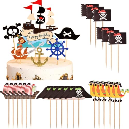 Piraten Tortendeko,55 pcs Piratenparty Piraten Kuchen Topper Piraten-Partydekorationen Pirate Tortenstecker Piratenschiff Kuchen Deko Cake Topper Kuchendeko Geburtstag Halloween Party Decoration Piraten Tortendeko,55 pcs Piratenparty Piraten Kuchen Topper Piraten-Partydekorationen Pirate Tortenstecker Piratenschiff Kuchen Deko Cake Topper Kuchendeko Geburtstag Halloween Party Decoration von Febbya
