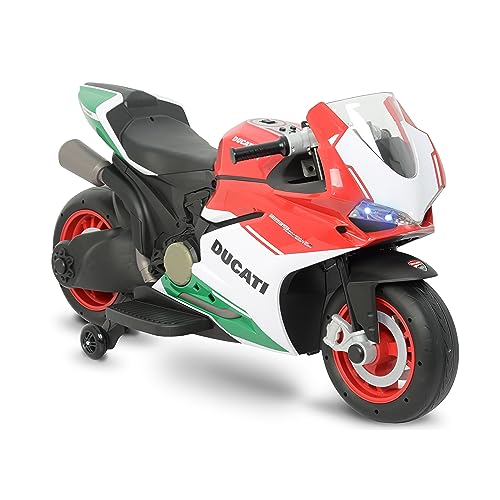 FEBER - Kindermotorrad Ducati 2138 | Offizielle Lizenz, Lichter und Hupensounds, Sicherheitsfunktionen - 3 bis 6 Jahre - Elektrisch, 3,5 bis 8,6 km/h von Feber