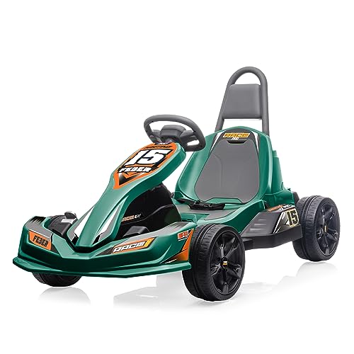FEBER - GO Kart 12 V, Formel-1-Kinderauto, Grün, Sportstil, mit 2 Gängen und Geschwindigkeit zwischen 3 und 5 km/h, sicher für Jungen und Mädchen von 3 bis 5 Jahren, Berühmt (FEN15000) von Feber