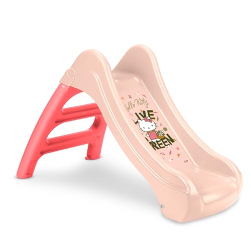 FEBER - Hello Kitty Slide, Kleiner Rutscher für den Garten, Rutschfeste Treppen, Farben, die gegen Sonnenlicht und Temperaturschwankungen resistent sind, Einfacher Aufbau, Ab 1 Jahr, Famosa (FE202000) von Feber