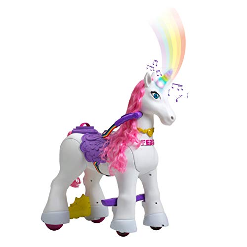 FEBER - My Lovely Unicorn mit rosa Mähne, elektronisches Haustier und 12 V batteriebetriebenes Fahrzeug (Famosa 800011603) von Feber