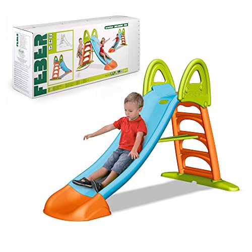 FEBER - Rutsche 10 Wasserrutsche, mit Schlauchloch, rutschfeste Treppe, mehrfarbig, strapazierfähig und leicht zu montieren, für Kinder von 3 bis 8 Jahren, FAMOSA (800009592) von Feber