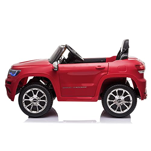 FEBER - Jeep Cherokee rot 12V R/C, Elektroauto, 1 Sitz, Funksteuerung, Fahrzeugdetails: Scheinwerfer mit Licht, 2 Gänge, elektrisches Gaspedal und Bremse, von 3 bis 8 Jahren, FAMOSA (800013450) von Feber