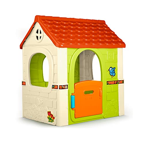 Feber - Fantasy House, Kinderspielhaus mit Falttür, zum Spielen im Freien oder zu Hause, mehrfarbig, stabil und leicht zu montieren, für Kinder von 2 bis 6 Jahren, FAMOSA (800010237) von Feber