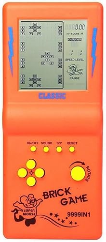Febotak 3,5-Zoll-Blockspielkonsole mit großem Bildschirm, Blockspiele, Panzer-/Renn-/Spiele, 23 integrierte Klassische Spiele, nostalgisches Puzzle (orange Farbe) von Febotak