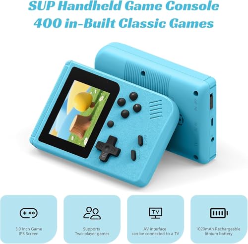 Febotak Handheld Spielkonsole,3 LCD-Bildschirm，Retro Handheld Konsole Mit 500 Klassischen Fc Spielen,Retro Game Console Für Zwei Spieler Spiele Und TV-Ausgang,Kinder Und Erwachsene von Febotak