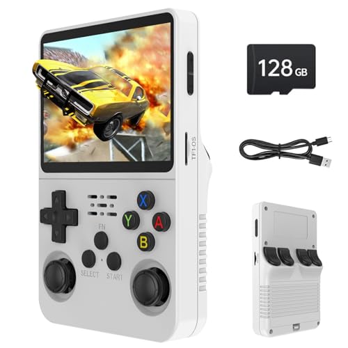 Febotak R36S Retro-Handheld-Spielkonsole, 3,5-Zoll-IPS-Bildschirm, 128 GB Speicher, über 40.000 Spiele, basierend auf LINXU Open Source ARKOS, 3500-mAh-Akku von Febotak