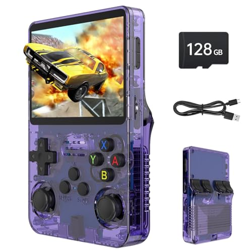 Febotak R36S Retro-Handheld-Spielkonsole, 3,5-Zoll-IPS-Bildschirm, 128 GB Speicher, über 40.000 Spiele, basierend auf LINXU Open Source ARKOS, 3500-mAh-Akku von Febotak