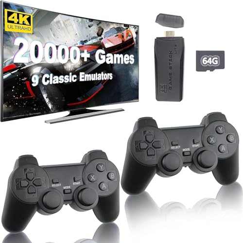 Febotak Retro Gaming Konsole Stick mit 2.0000+ Spielen, Vorinstallierte 9 Emulatoren, 4K HDMI, Dual 2.4G Wireless Controller, Plug & Play System，Geschenke für Kinder Erwachsene von Febotak