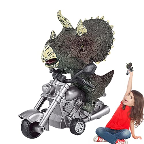Fecfucy Auto zurückziehen,Dinosaurier Reiten Motorrad Spielzeugautos - Tyrannosaurus Rex oder Triceratops Reibungsbetriebenes Motorradspiel Geschenke für Kinder Modell lustig von Fecfucy
