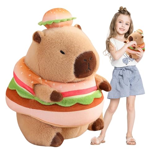 Fecfucy Hamburger Capybara Stofftier | Capybara Plüschtier | Weiches Capybara Spielzeug, Capybara Puppe, Capybara Stofftier für Heimdekoration von Fecfucy