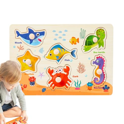 Fecfucy Kinder-Steckpuzzles, Steckpuzzle-Spielzeug - Montessori-Puzzlespielzeug für Kinder | Buntes sensorisches Lernspielzeug, ergonomisches Puzzle-Spielzeug zur Verbesserung der Feinmotorik von Fecfucy