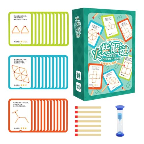 Fecfucy Rätselhaftes Streichholz-Puzzle, Streichholz-Puzzle für Kinder,Sichere, verschleißfeste Streichholzpuzzles aus Holz - Einzigartige interaktive Denksportaufgaben, Spielzeug für die frühe von Fecfucy