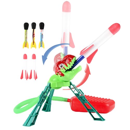 Fecfucy Raketenwerfer für Kinder - Luftbetriebenes Cartoon-Dinosaurier-STEM-Spielzeug - Lustiges Outdoor-/Indoor-Spielzeug, Weihnachts-Osterei-Geschenke, Gartenspielzeug, Raketen, Kinderspielzeug von Fecfucy