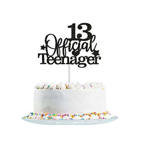 13.Geburtstag Tortendeko Blau 13 Offizielle Teenager 13. Geburtstag Kuchen Topper Glitter für 13. Geburtstag Kuchendeko Dekoration Mädchen Jungen (Schwarz) von Fechy