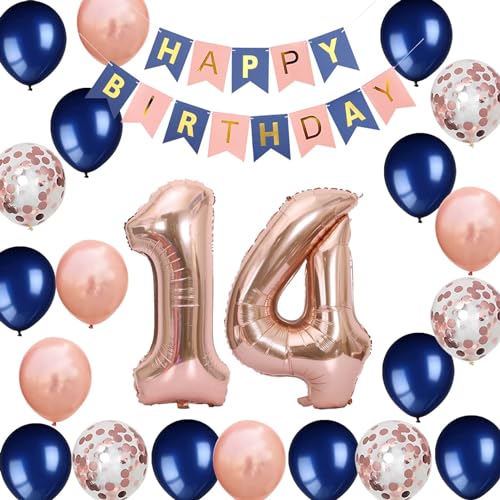 14. Geburtstag Dekoration Mädchen, Luftballon 14. Geburtstag Party Marineblau Rose Gold, 14 Jahr Geburtstagsdeko Mädchen, 14. Ballon Marineblau Rosegold Deko, 14. Geburtstag Deko Mädchen Jungen(14.) 14. Geburtstag Dekoration Mädchen, Luftballon 14. Geburtstag Party Marineblau Rose Gold, 14 Jahr Geburtstagsdeko Mädchen, 14. Ballon Marineblau Rosegold Deko, 14. Geburtstag Deko Mädchen Jungen(14.) von Fechy