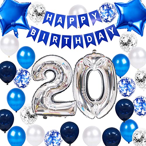 20. Geburtstag Deko Marineblau, 20 Geburtstag Dekoration Männer, Luftballon 20. Geburtstag Party Deko Männer Blau, Geburtstagsdeko 20 Jahre Männer, Deko 20 Geburtstag Männer( 20.) von Fechy
