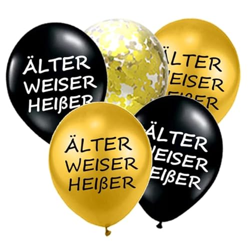 Älterer Wister Heißer Luftballons Schwarz Gold für Frauen Männer, Lustige Geburtstagsballons für Frauen und Männer, 30., 40., 50., 60., 70., 80. Geburtstag, Happy Birthday-Schild Geburtstagsdekoration von Fechy
