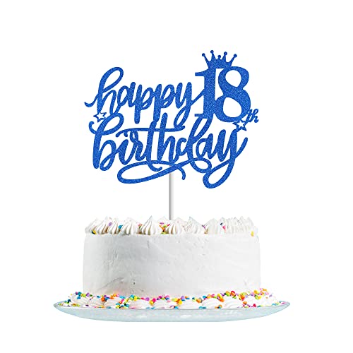 Happy 18th Birthday Cake Topper Blue Glitter for Hello 18,Cheers to 18 Years,18 & Fabulous, 18th Birthday Cake Pick 18 Years Old Birthday Party Cake Decorations Happy 18th Birthday Cake Topper Blue Glitter for Hello 18,Cheers to 18 Years,18 & Fabulous, 18th Birthday Cake Pick 18 Years Old Birthday Party Cake Decorations von Fechy