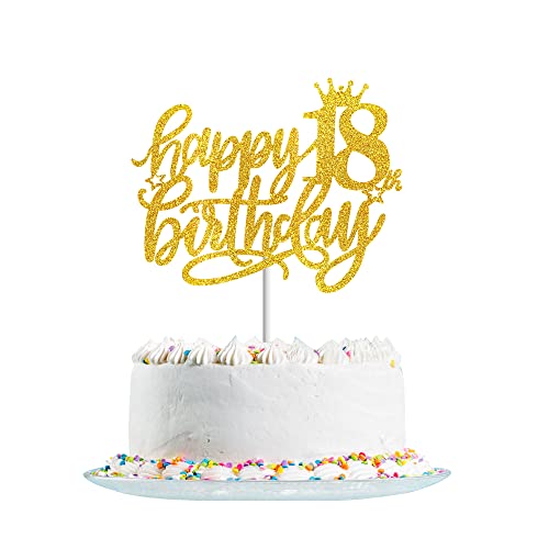 Happy 18th Birthday Cake Topper Gold Glitter for Hello 18,Cheers to 18 Years,18 & Fabulous, 18th Birthday Cake Pick 18 Years Old Birthday Party Cake Decorations Happy 18th Birthday Cake Topper Gold Glitter for Hello 18,Cheers to 18 Years,18 & Fabulous, 18th Birthday Cake Pick 18 Years Old Birthday Party Cake Decorations von Fechy
