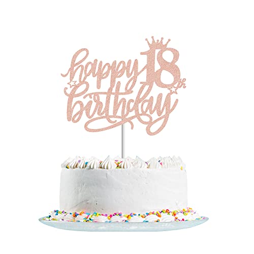 Happy 18th Birthday Cake Topper Rose Gold Glitter for Hello 18,Cheers to 18 Years,18 & Fabulous, 18th Birthday Cake Pick 18 Years Old Birthday Party Cake Decorations Happy 18th Birthday Cake Topper Rose Gold Glitter for Hello 18,Cheers to 18 Years,18 & Fabulous, 18th Birthday Cake Pick 18 Years Old Birthday Party Cake Decorations von Fechy