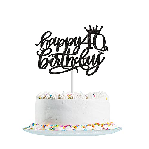 40. Geburtstag Tortendeko Schwarz, Glitzer Kuchendeko, Happy 40th Birthday Cake Topper, 40 Jahre Torten Deko, Party Kuchen Dekoration für Frauen und Mann (Schwarz) 40. Geburtstag Tortendeko Schwarz, Glitzer Kuchendeko, Happy 40th Birthday Cake Topper, 40 Jahre Torten Deko, Party Kuchen Dekoration für Frauen und Mann (Schwarz) von Fechy
