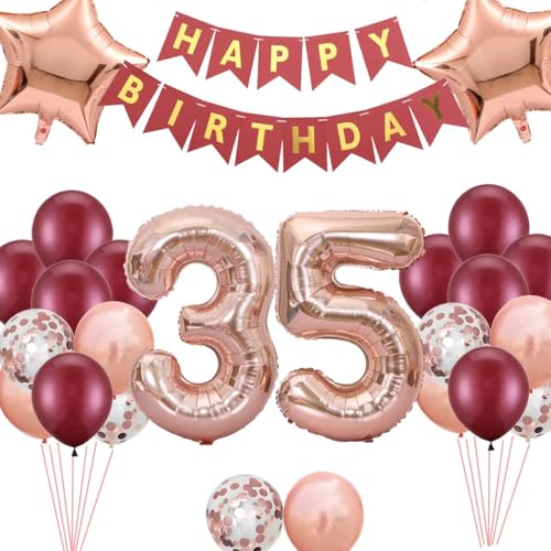 35. Geburtstag Dekorationen, Rose Gold Deko 35 Geburtstag Frau, 35 Jahre Party Geburtstagsdeko Frauen,35. Jahre alt Folie Ballons Luftballon Konfetti 35. Partyzubehör zum für Frauen 35. Geburtstag Dekorationen, Rose Gold Deko 35 Geburtstag Frau, 35 Jahre Party Geburtstagsdeko Frauen,35. Jahre alt Folie Ballons Luftballon Konfetti 35. Partyzubehör zum für Frauen von Fechy