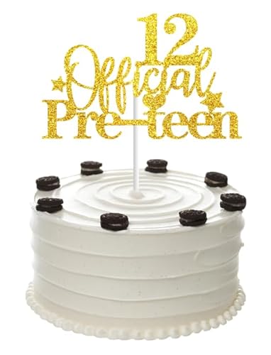 Tortenaufsatz zum 12. Geburtstag, goldfarben, glitzernd, offizieller Tortenaufsatz für Jungen und Mädchen, 12 Jahre alt, Geburtstagsparty-Dekorationen Tortenaufsatz zum 12. Geburtstag, goldfarben, glitzernd, offizieller Tortenaufsatz für Jungen und Mädchen, 12 Jahre alt, Geburtstagsparty-Dekorationen von Fechy